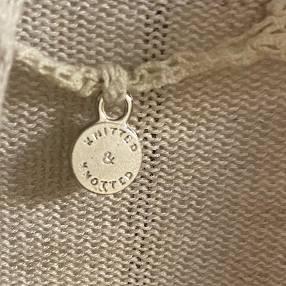 Knitted & knotted Anthropologie sweater cardigan open front cream PomPom  Medium - Picture 9 of 11